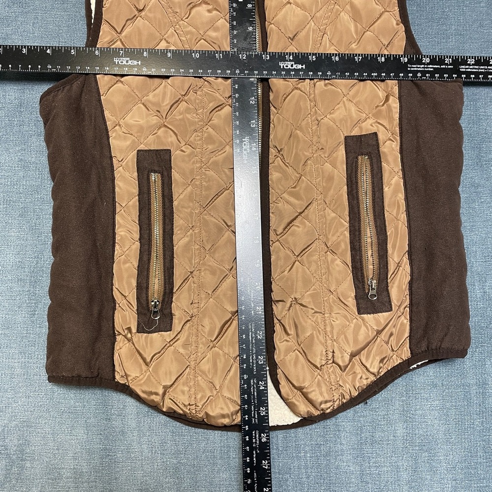 CI Sono Vest Womens Large Brown Quilted Front Zip Mock Neck Sleeveless Outdoor - Picture 5 of 11